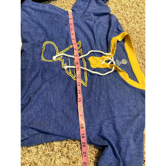 Womens XL 16/18 Short Sleeve Blues Lace Up Yellow NHL Hockey V Neck - Picture 6 of 8